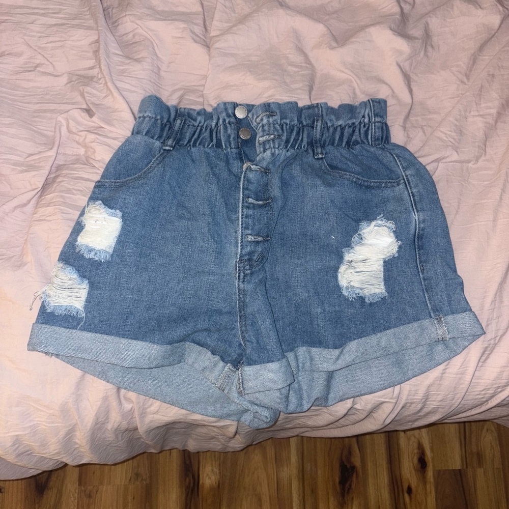 SHEIN Light Blue High Waist Denim Shorts